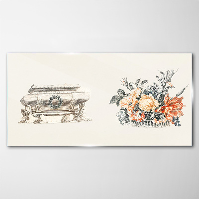 Still life with a vase and flowers Glass art print