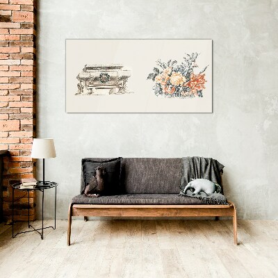 Still life with a vase and flowers Glass art print