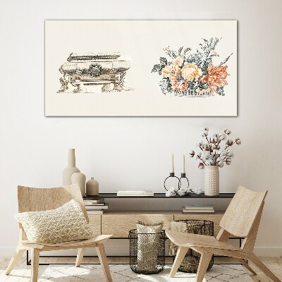 Still life with a vase and flowers Glass art print