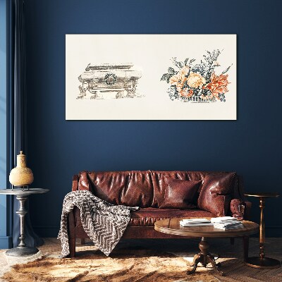 Still life with a vase and flowers Glass art print