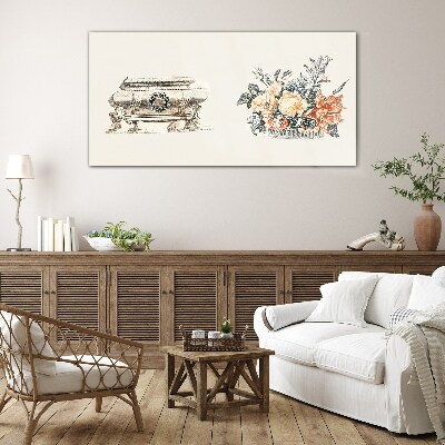 Still life with a vase and flowers Glass art print