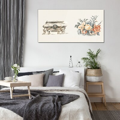 Still life with a vase and flowers Glass art print