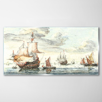 Cruise of historic sailing ships Glass art print