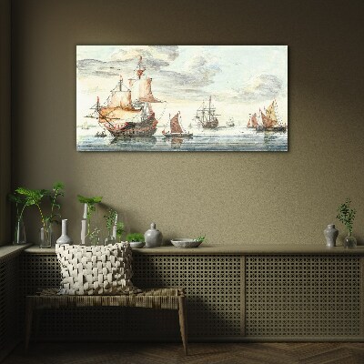 Cruise of historic sailing ships Glass art print