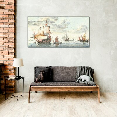 Cruise of historic sailing ships Glass art print