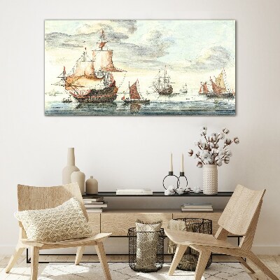 Cruise of historic sailing ships Glass art print