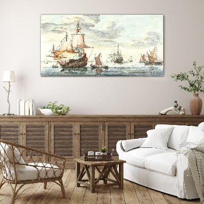 Cruise of historic sailing ships Glass art print