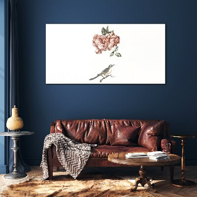 Animal bird flowers Glass Print