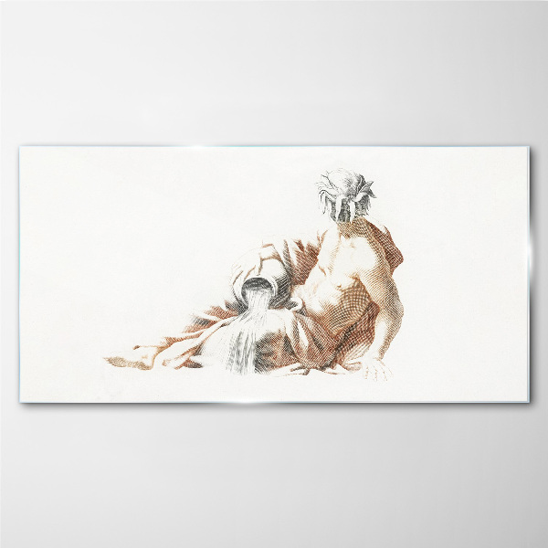 Mythological man with a jug Glass art print