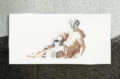 Mythological man with a jug Glass art print