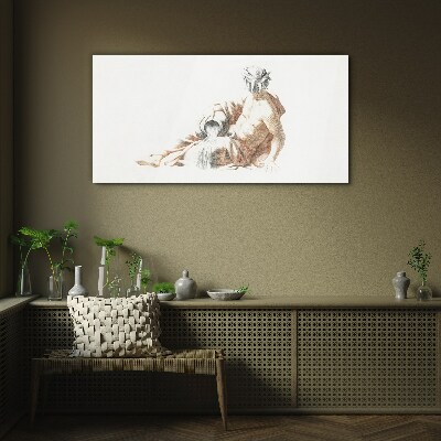 Mythological man with a jug Glass art print