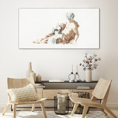 Mythological man with a jug Glass art print