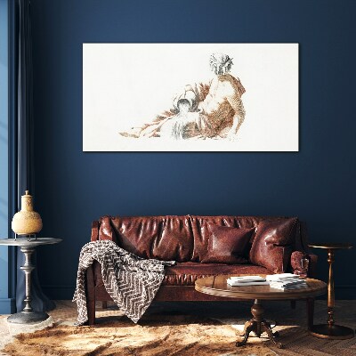 Mythological man with a jug Glass art print