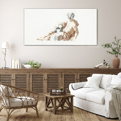 Mythological man with a jug Glass art print