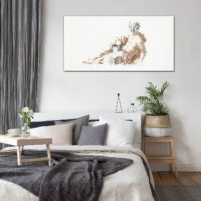Mythological man with a jug Glass art print