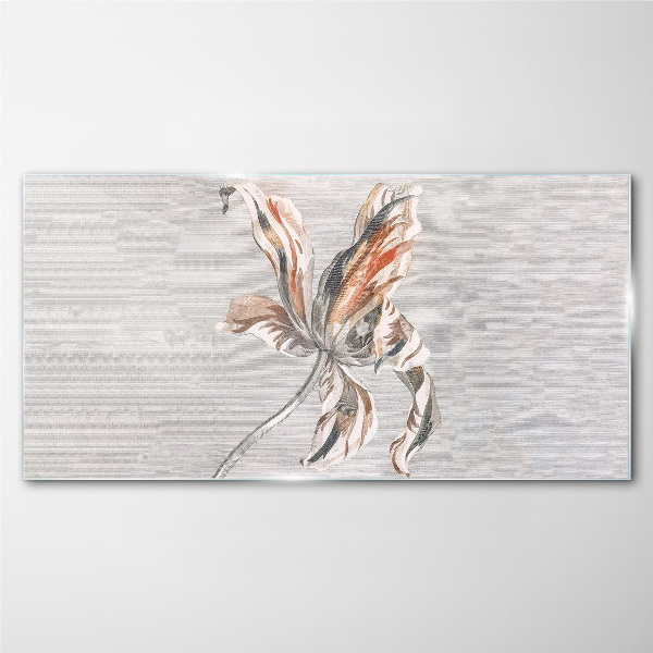 A delicate flower on a gray background Wall art on glass