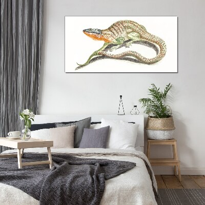 Colorful lizard in motion Glass art print