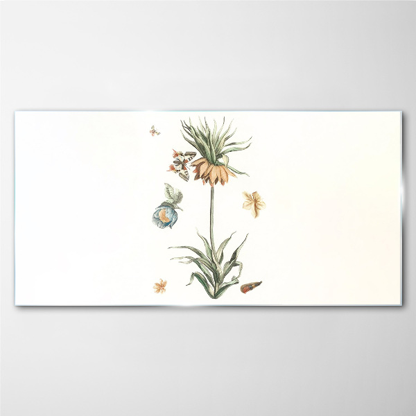 Floral motifs in delicate colors Wall art on glass