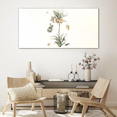 Floral motifs in delicate colors Wall art on glass