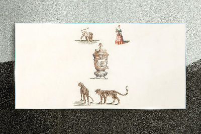 Exotic animals and a vase Wall art on glass