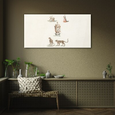 Exotic animals and a vase Wall art on glass