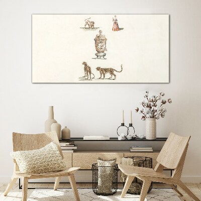 Exotic animals and a vase Wall art on glass