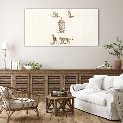 Exotic animals and a vase Wall art on glass