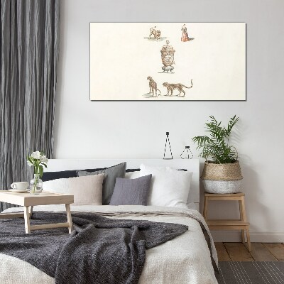 Exotic animals and a vase Wall art on glass