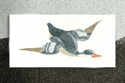 Flying duck in pastel shades Wall art on glass