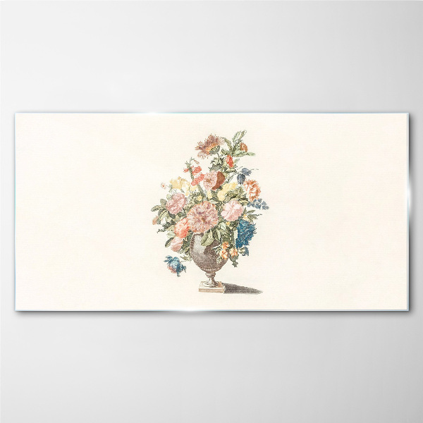 Vase with flowers in pastel colors Wall art on glass