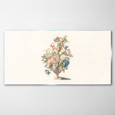 Vase with flowers in pastel colors Wall art on glass