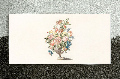 Vase with flowers in pastel colors Wall art on glass