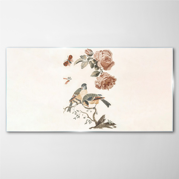 Animals birds flowers Glass Print