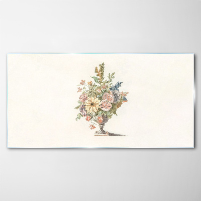 Flower bouquet in a vase Wall art on glass
