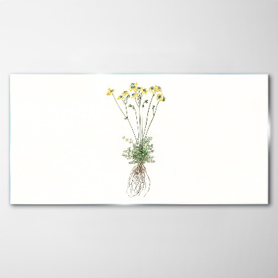 Golden Flowers with Roots Glass art print