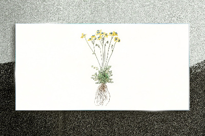 Golden Flowers with Roots Glass art print