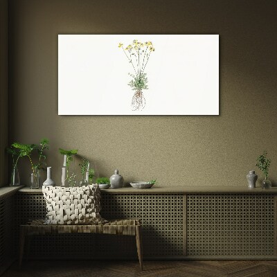 Golden Flowers with Roots Glass art print