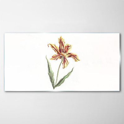Floral arrangement in warm colors Wall art on glass