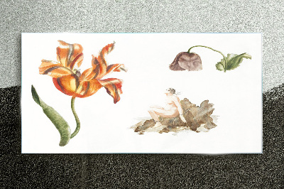 Vintage flowers Glass Print