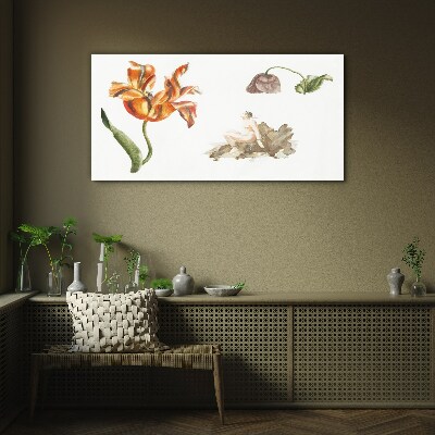 Floral motifs in delicate shades Wall art on glass
