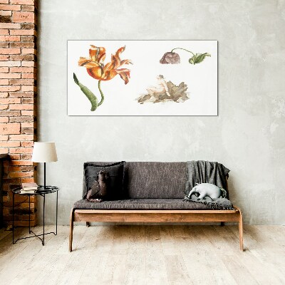 Floral motifs in delicate shades Wall art on glass