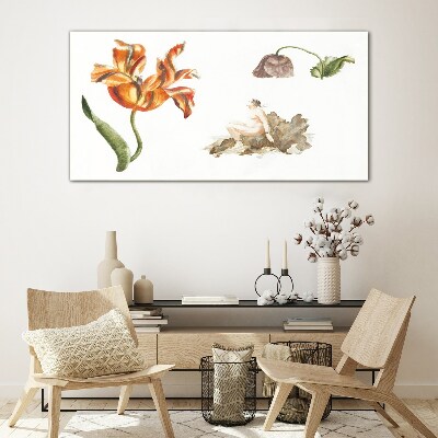 Floral motifs in delicate shades Wall art on glass