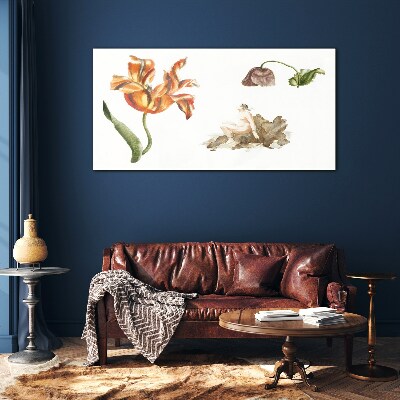 Floral motifs in delicate shades Wall art on glass