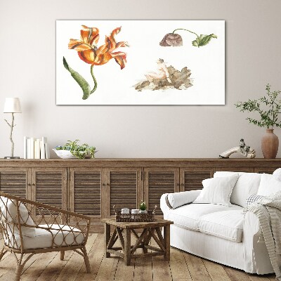 Floral motifs in delicate shades Wall art on glass
