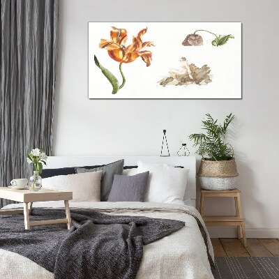 Floral motifs in delicate shades Wall art on glass