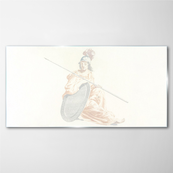Defender with shield and spear Wall art on glass