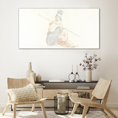 Defender with shield and spear Wall art on glass