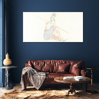 Defender with shield and spear Wall art on glass