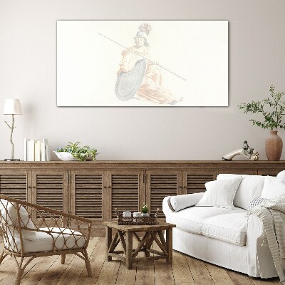 Defender with shield and spear Wall art on glass