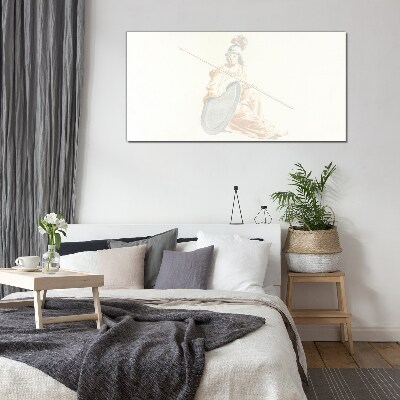 Defender with shield and spear Wall art on glass